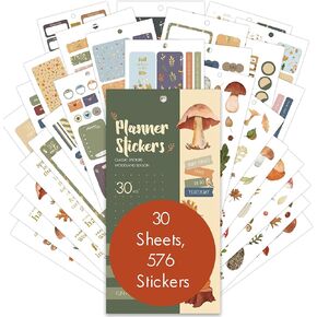 Planner Sticker, 576 Scrapbook Stickers Accessories Multicolor Stickers for Adults, Journals, Planners, and Calendars, Scrapbook Accessories, Woodland Seasons Theme, 30 Sheets Total