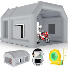 LVAOSTT Paint Booth, 13x12x8.2FT Inflatable Paint Booth Portable Spray Booth Tent with Air Blowers and Double Layer Air Filter System for DIY Car Truck Motorcycle Part Painting