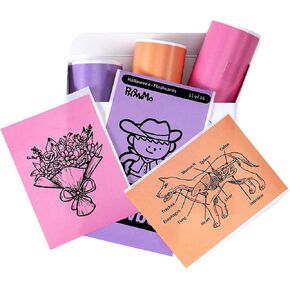 Memoking T02 / M02X / M02L Sticker Paper - Purple/Rose Red/Orange Sticky T02 Mini Printer Sticker Paper Refill, 50 mm x 3.5 m, Keep for 20 yrs, for Journal Photo Study Notes, 3 Rolls