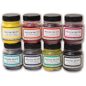 Jacquard Procion MX Dye 8 Color Set - Cold Water Dye - 2/3 oz - Permanent and Washfast Fiber Reactive Dye