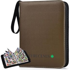 Card Binder 4 Pocket - Baseball Card Binder - Soccer Card Binder - Pockets Card Holder with 50 Removable Sleeves, Premium Zip Trading Card Binder, PU Collection Binder, Cards Album (Black)