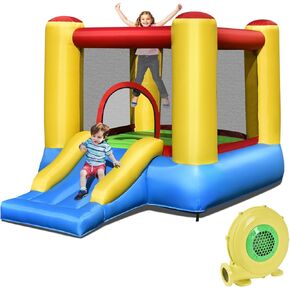 OLAKIDS Inflatable Bounce House, 3 in 1 Kids Jumping Castle with Large Bouncing Area, Slide, Basketball Rim, Indoor Outdoor Inflatable Obstacle Course with Carry Bag, Repair Kit (with 480W Blower) in Kuwait