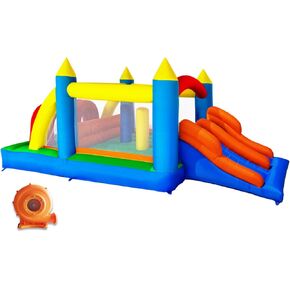 HuaKastro 16.3x7.2FT Kids Inflatable Obstacle Bounce House with Dual Racing Slides, Crawl Tunnels, Climbing, Obstacles, Jumping All in One Castle Great for Children's Outdoor Party - with Blower