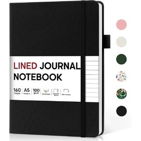 Lined Journal Notebook for Women & Men, Hardcover Leather Journal for writing, A5 College Ruled Notebook for Work & Note Taking, Perfect for Office School Home Supplies, 160 Pages, Garden
