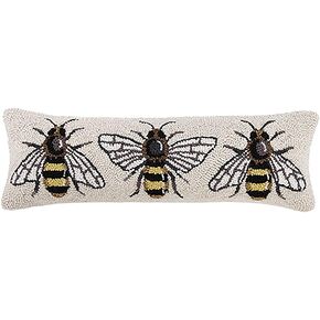 Sally Eckman Roberts Garden Bumble Bee Hooked Lumbar Throw Pillow 8 Inch X 24 Inch