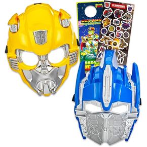 Transformers Masks for Kids 2 Pack Set - Bundle with Optimus Prime and Bumblebess Masks for Dress Up Pretend Play Plus Stickers, More | Transformers Costume Accessories