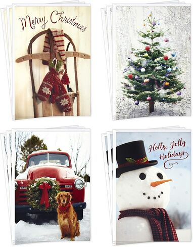 Hallmark Boxed Christmas Cards Assortment, Vintage Red Truck (4 Designs, 12 Cards and Envelopes) in Saudi Arabia