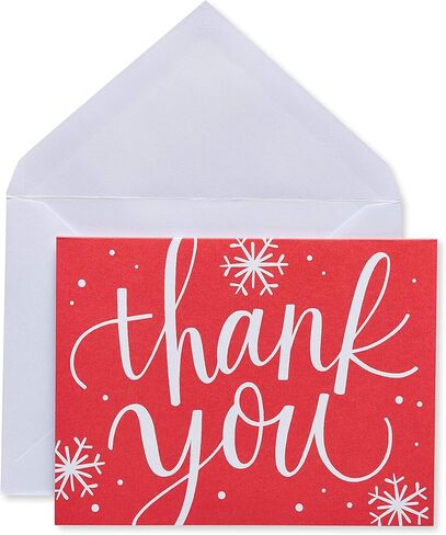 بطاقات شكر للعطلة من American Greetings مع مظاريف، ورقائق ثلج حمراء (25 قطعة) in Kuwait