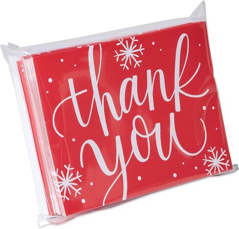 بطاقات شكر للعطلة من American Greetings مع مظاريف، ورقائق ثلج حمراء (25 قطعة) in Kuwait