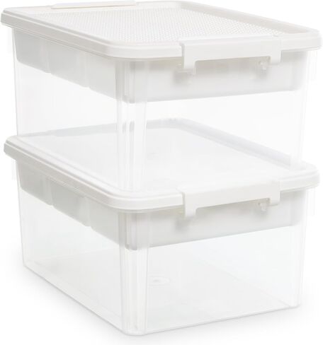 Citylife 17 QT Plastic Storage Box with Building Baseplate Lid and Removable Tray Craft Organizers and Storage Clear Storage Container for Organizing Bead, Tool, Sewing in Kuwait