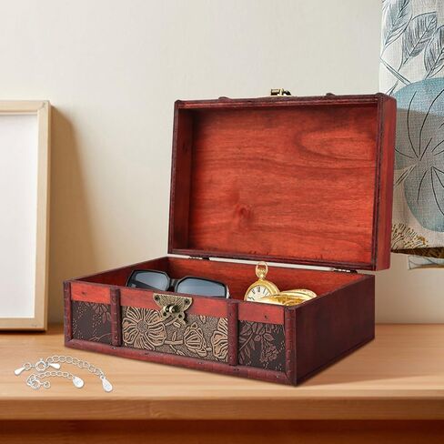 Wooden Box, Wooden Storage Box,Mens Jewelry Box, Wooden Boxes For Storage, Cigar Box, Keepsake Box, Wooden Jewelry Box Organizer For Documents Chinese Design With Hinged Lid in Kuwait