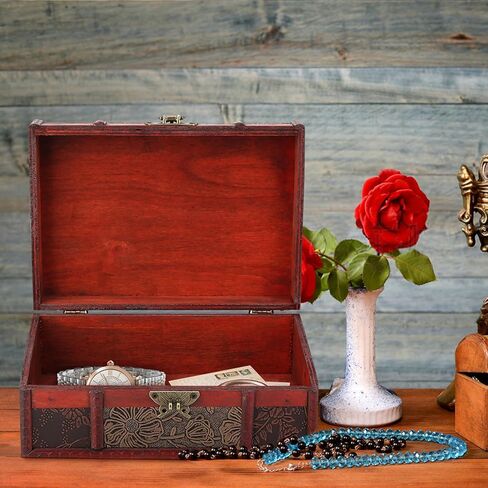 Wooden Box, Wooden Storage Box,Mens Jewelry Box, Wooden Boxes For Storage, Cigar Box, Keepsake Box, Wooden Jewelry Box Organizer For Documents Chinese Design With Hinged Lid in Kuwait