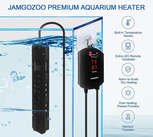 200W Quartz Aquarium Heater for Fresh & Salt Water, Submersible Fish Heater with External LED Display Temperature Controller, Suitable 20-40 Gallon Water in Saudi Arabia