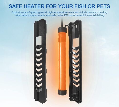 200W Quartz Aquarium Heater for Fresh & Salt Water, Submersible Fish Heater with External LED Display Temperature Controller, Suitable 20-40 Gallon Water in Saudi Arabia