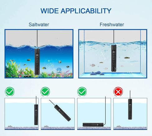 200W Quartz Aquarium Heater for Fresh & Salt Water, Submersible Fish Heater with External LED Display Temperature Controller, Suitable 20-40 Gallon Water in Saudi Arabia
