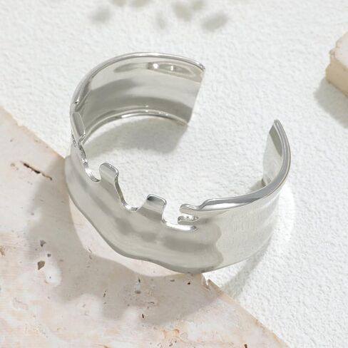 Chunky Gold Bangles for Women Bangle Bracelets Chunky Bangles Bracelets Non Tarnish Gold/Silver Bracelet for Women Trendy Jewelry Gifts in Saudi Arabia