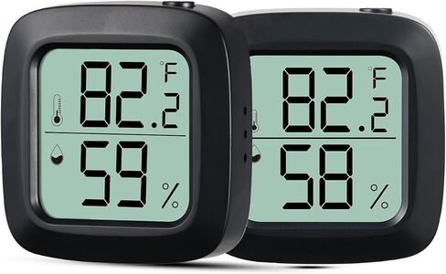 Lizard Tank Thermometer and Humidity Black 2 Pack, Aggforbl LCD Digital Thermometer Hygrometer for Reptile Tank, Ball Python Tank Bearded Dragon Accessories for Habitat in Saudi Arabia