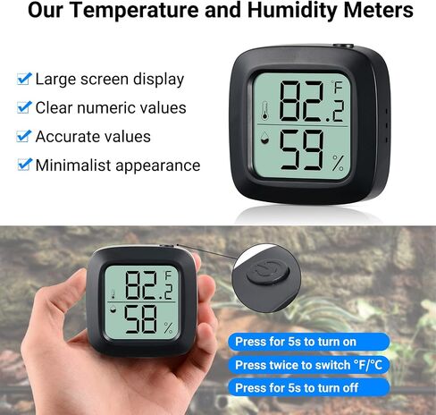Lizard Tank Thermometer and Humidity Black 2 Pack, Aggforbl LCD Digital Thermometer Hygrometer for Reptile Tank, Ball Python Tank Bearded Dragon Accessories for Habitat in Saudi Arabia