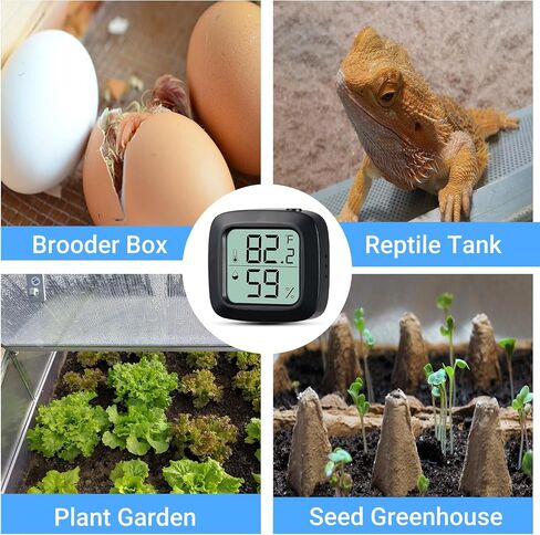 Lizard Tank Thermometer and Humidity Black 2 Pack, Aggforbl LCD Digital Thermometer Hygrometer for Reptile Tank, Ball Python Tank Bearded Dragon Accessories for Habitat in Saudi Arabia