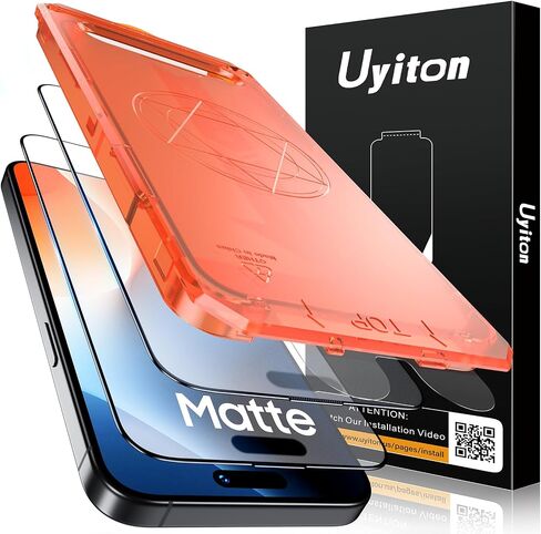 Uyiton for iPhone 14 Pro Max Matte Screen Protector, Anti-Glare Anti-Fingerprint [Easy Fit] Anti-Reflection Shatterproof Full Coverage [Case Friendly] 9H Tempered Glass Screen Cover, 2 Packs in Saudi Arabia