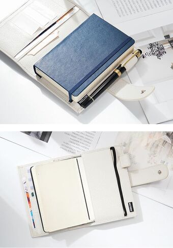 غطاء جلد Moterm لجيب Moleskine - يناسب جيب Moleskine مخطط يومي/أسبوعي وجيب Moleskine كلاسيكي، مع حلقة قلم، وفتحات للبطاقات وجيب خلفي (كريمي مرصوف بالحصى) in Kuwait