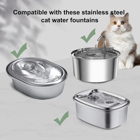 Cat Water Fountain Filters, Compatible with Stainless Steel Pet Fountain 8 Filters with 8 Sponges Replacement Filters for Cat Fountain (8 Filters& 8 Sponges) in Saudi Arabia