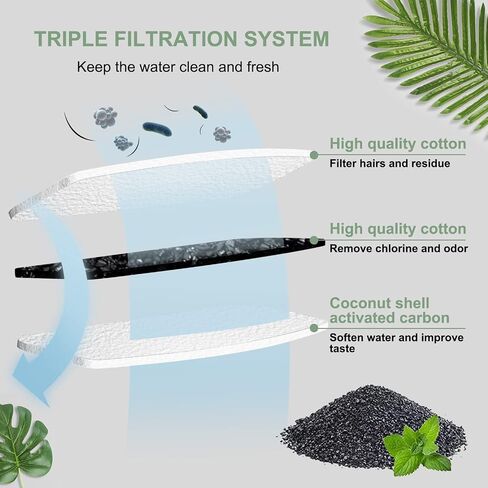 Cat Water Fountain Filters, Compatible with Stainless Steel Pet Fountain 8 Filters with 8 Sponges Replacement Filters for Cat Fountain (8 Filters& 8 Sponges) in Saudi Arabia