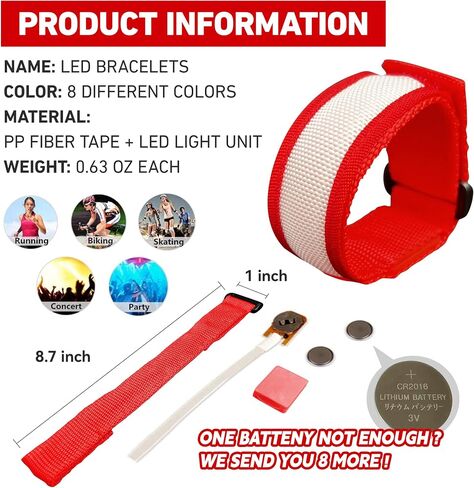 8 PCS LED Glow Bracelets, Christmas Light Up Bracelets Set - Glow in The Dark Party Bracelets Favors Supplies for Christmas, Concerts, Festivals, Game Prizes, Sports, Rave Accessories. in Kuwait