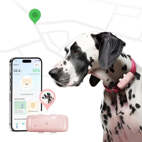 جهاز تعقب P1 GPS Dog Cat (6.5 رطل+) - جهاز تعقب موقع GPS للحيوانات الأليفة لمنع فقدان أي مسافة محدودة، مقاوم للماء، تتبع في الوقت الحقيقي وسياج جغرافي، يناسب جميع أطواق الحيوانات الأليفة، وردي in Kuwait