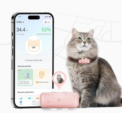 جهاز تعقب P1 GPS Dog Cat (6.5 رطل+) - جهاز تعقب موقع GPS للحيوانات الأليفة لمنع فقدان أي مسافة محدودة، مقاوم للماء، تتبع في الوقت الحقيقي وسياج جغرافي، يناسب جميع أطواق الحيوانات الأليفة، وردي in Kuwait
