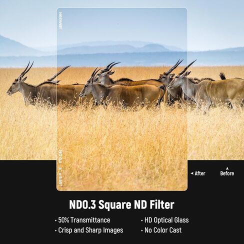 NEEWER 2 Pack ND0.9 (3Stops) & ND1.8 (6Stops) Square Film Filters, 4"x5.65" Cinema ND Filter Compatible with Tilta Compatible with SmallRig Matte Box, 12.5% & 1.56% Light Transmittance in Saudi Arabia