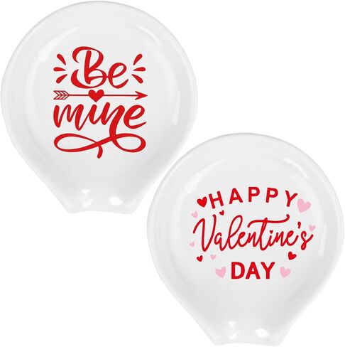 2 Pcs Small Christmas Spoon Rest Christmas Kitchen Decor Ceramic Teaspoon Holder Christmas Red Green White Buffalo Plaid Heart Coffee Spoon Holder for Kitchen Counter Decor Housewarming Gift in Saudi Arabia