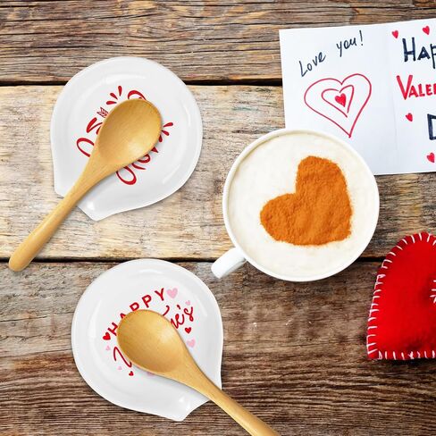 2 Pcs Small Christmas Spoon Rest Christmas Kitchen Decor Ceramic Teaspoon Holder Christmas Red Green White Buffalo Plaid Heart Coffee Spoon Holder for Kitchen Counter Decor Housewarming Gift in Saudi Arabia