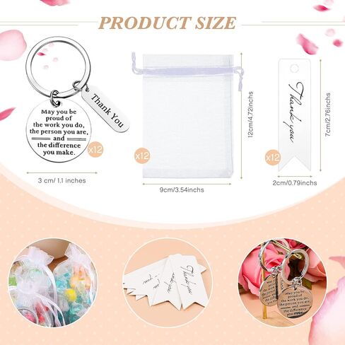 Yinkin 36 Pcs Employee Appreciation Gifts Bulk for Coworkers Keychains Organza Bags with Cards for Social Worker Staff Gifts(Silver) in Kuwait