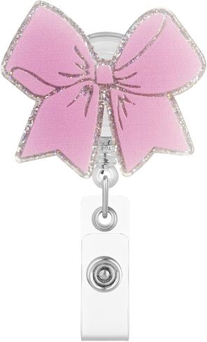 Pink Bow Badge Reel for ID Card Badge,Retractable Badge Holder Alligator Clip Accessories for Nurse,Medical Worker,Nursing Student,Teacher in Saudi Arabia