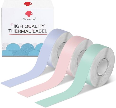 Continuous D30 Label Maker Tape - 3 Rolls Color D30 Continuous Labels Roll 15MMx6M(Green Purple Orange) Memoking D30 Labels Refills Compatible with Phomemo Zodzi D30 Label Maker Tape in Saudi Arabia