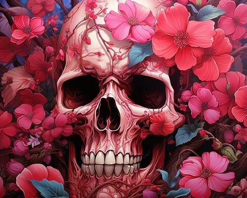 DIY Paint by Number for Adult, Skull Paint by Numbers, Flowers Adult Paint by Numbers Kits on Canvas, 16X20 Inch Skull Paint by Numbers for Adults Beginners in Saudi Arabia