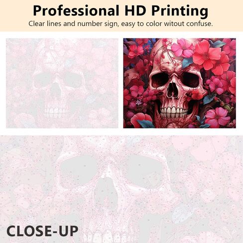 DIY Paint by Number for Adult, Skull Paint by Numbers, Flowers Adult Paint by Numbers Kits on Canvas, 16X20 Inch Skull Paint by Numbers for Adults Beginners in Saudi Arabia