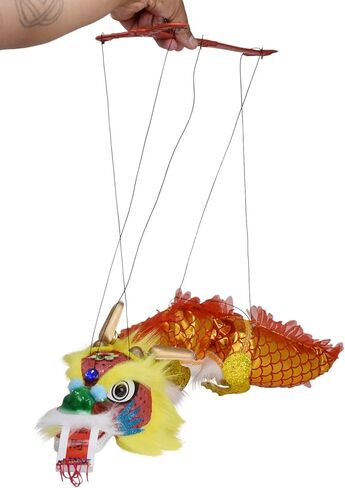 Mandala Crafts Hand String Puppet with Rod, Chinese Marionette Dragon Toy (Red) in Saudi Arabia