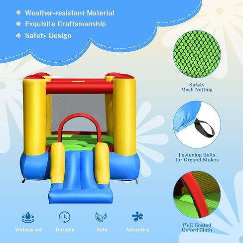 OLAKIDS Inflatable Bounce House, 3 in 1 Kids Jumping Castle with Large Bouncing Area, Slide, Basketball Rim, Indoor Outdoor Inflatable Obstacle Course with Carry Bag, Repair Kit (with 480W Blower) in Kuwait