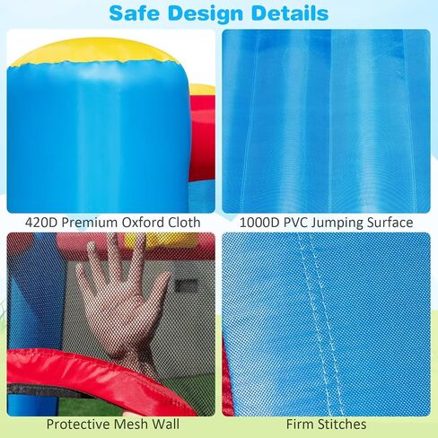 OLAKIDS Inflatable Bounce House, 3 in 1 Kids Jumping Castle with Large Bouncing Area, Slide, Basketball Rim, Indoor Outdoor Inflatable Obstacle Course with Carry Bag, Repair Kit (with 480W Blower) in Kuwait