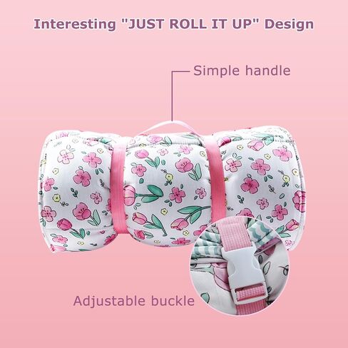 Toddler Nap Mat with Removable Pillow & Soft Blanket, All-in-One Lightweight Sleeping Bag for Daycare, Preschool, Kindergarten & Travel, Washable Bedding for Kids Boys & Girls in Saudi Arabia