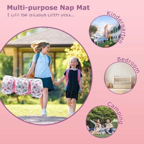 Toddler Nap Mat with Removable Pillow & Soft Blanket, All-in-One Lightweight Sleeping Bag for Daycare, Preschool, Kindergarten & Travel, Washable Bedding for Kids Boys & Girls in Saudi Arabia