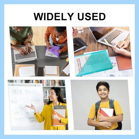 60 Pack Binder Pockets 3 Hole Punch Clear Document Folders 11.18 x 9.17 Inch Binder Organizer with Pockets Slash File Jacket Plastic Document Divider for Office Supplies (Multicolor) in Saudi Arabia