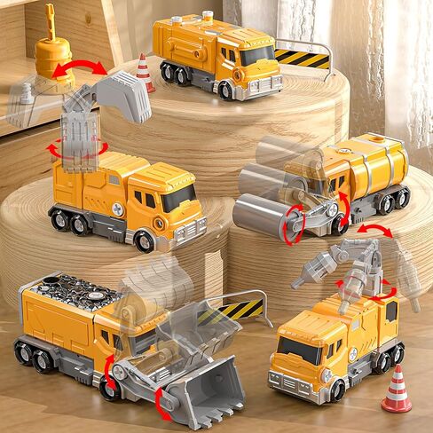 Toys for Ages 5-7, 5-in-1 Take Apart Vehicle Trucks Transform to Robot, 5 6 7 Year Old Boy Christmas Birthday Gift Ideas, Robot Toys for Kids 5-7 in Saudi Arabia