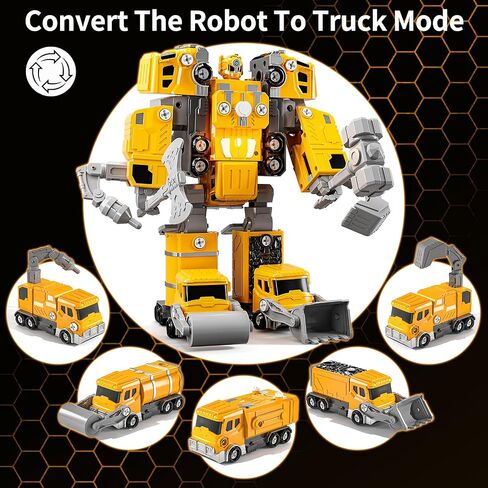 Toys for Ages 5-7, 5-in-1 Take Apart Vehicle Trucks Transform to Robot, 5 6 7 Year Old Boy Christmas Birthday Gift Ideas, Robot Toys for Kids 5-7 in Saudi Arabia