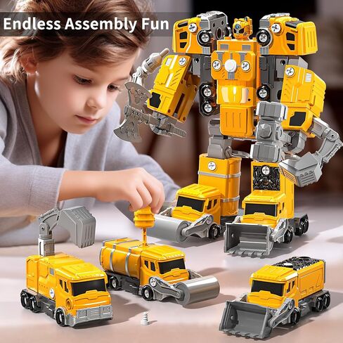 Toys for Ages 5-7, 5-in-1 Take Apart Vehicle Trucks Transform to Robot, 5 6 7 Year Old Boy Christmas Birthday Gift Ideas, Robot Toys for Kids 5-7 in Saudi Arabia