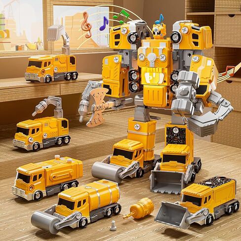 Toys for Ages 5-7, 5-in-1 Take Apart Vehicle Trucks Transform to Robot, 5 6 7 Year Old Boy Christmas Birthday Gift Ideas, Robot Toys for Kids 5-7 in Saudi Arabia