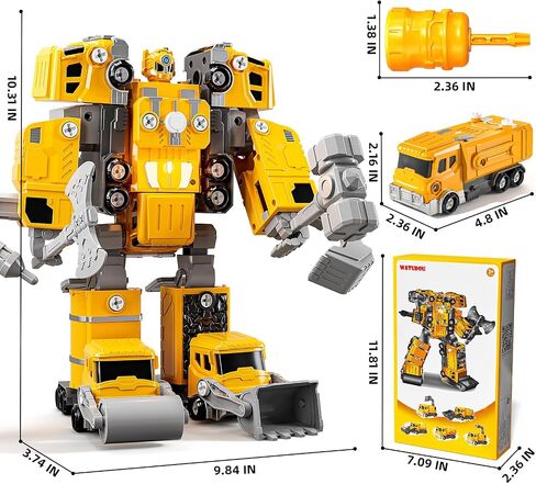Toys for Ages 5-7, 5-in-1 Take Apart Vehicle Trucks Transform to Robot, 5 6 7 Year Old Boy Christmas Birthday Gift Ideas, Robot Toys for Kids 5-7 in Saudi Arabia