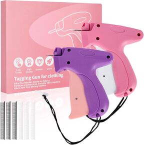 Sewing Gun for Clothing - Handheld Sewing Gun Quick Clothing Holder - Mini Sewing Micro Marker Gun - Includes 6 Needles, 1000 Black and 1000 White Fasteners Large Capacity Clothing Tag Gun (pink)